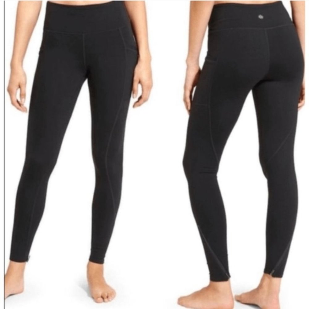 ATHLETA Chaturanga To Town Leggings Black High Rise with ankle zippers Size XS